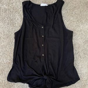 Black Button Down Tie Tank Top💕